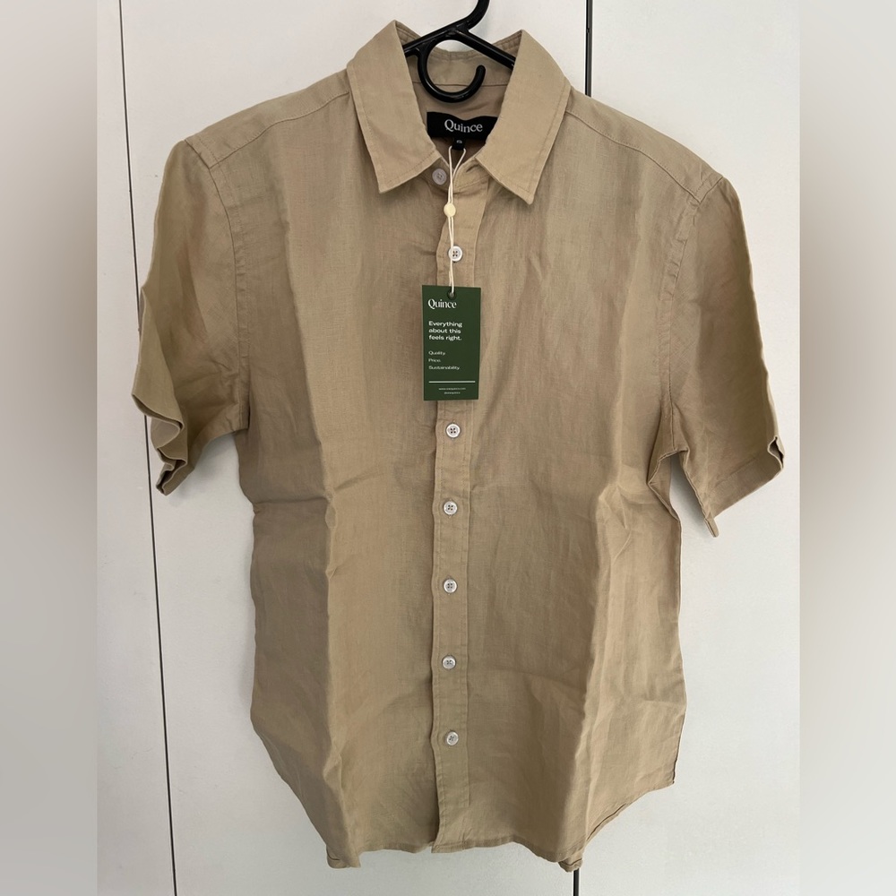 Men’s short sleeve 100% linen shirt (Small)